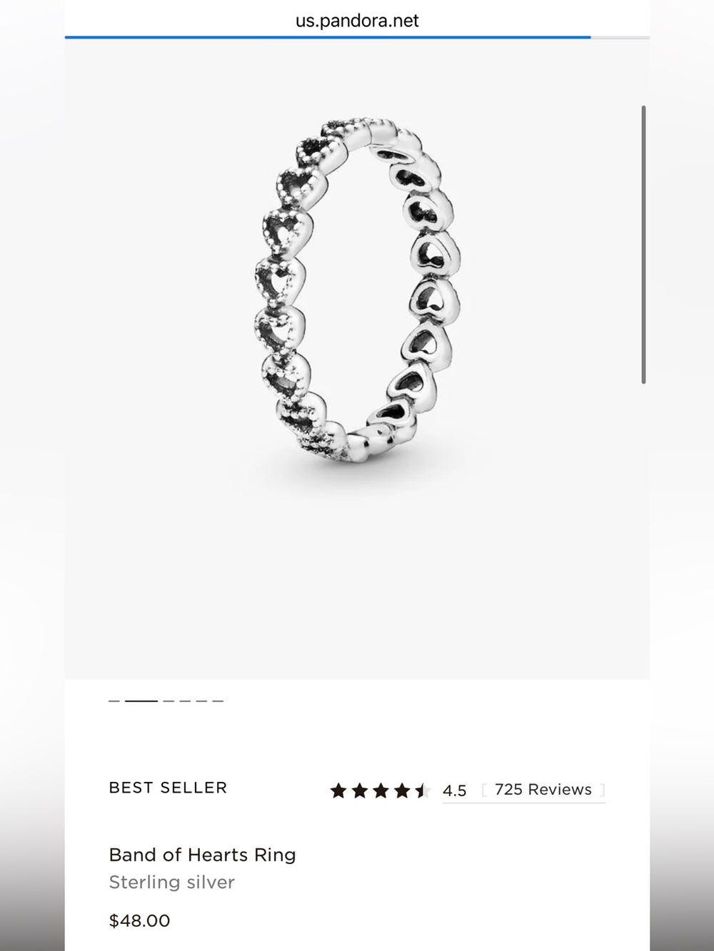 Pandora Band of Hearts Ring